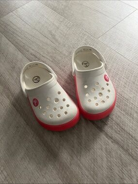 White and Pink Kids crocs light up!